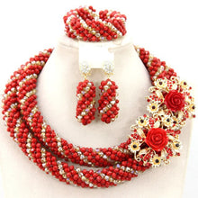 Load image into Gallery viewer, Latest New Silver Crystal Beads Lace Jewlery African Beads Jewelry Set Nigerian Wedding Party Necklace Set Free Shipping ABF492