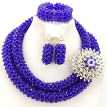 Load image into Gallery viewer, Latest New Silver Crystal Beads Lace Jewlery African Beads Jewelry Set Nigerian Wedding Party Necklace Set Free Shipping ABF492