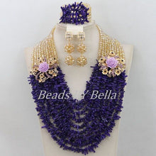 Load image into Gallery viewer, New Design Purple Coral Beads African Wedding Beads Jewelry Set Nigerian Women Bridal Lace Jewlery Crystal Free Shipping ABF476