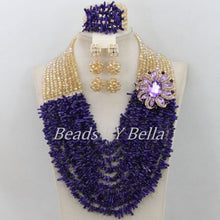 Load image into Gallery viewer, New Design Purple Coral Beads African Wedding Beads Jewelry Set Nigerian Women Bridal Lace Jewlery Crystal Free Shipping ABF476