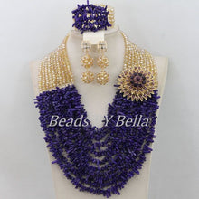 Load image into Gallery viewer, New Design Purple Coral Beads African Wedding Beads Jewelry Set Nigerian Women Bridal Lace Jewlery Crystal Free Shipping ABF476