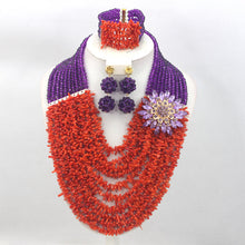 Load image into Gallery viewer, New Design Purple Coral Beads African Wedding Beads Jewelry Set Nigerian Women Bridal Lace Jewlery Crystal Free Shipping ABF476