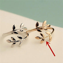 Load image into Gallery viewer, Charms Two colors Olive Tree Branch Leaves Open Ring for Women Girl Wedding Rings Adjustable Knuckle Finger Jewelry Xmas