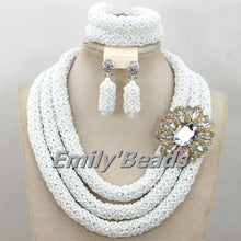 Load image into Gallery viewer, White African Beads Jewlery Sets Indian Wedding Nigerian Bridal Jewelry Sets Costume African Jewelry Sets Free Shipping AMJ090
