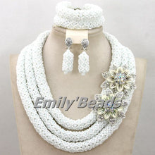 Load image into Gallery viewer, White African Beads Jewlery Sets Indian Wedding Nigerian Bridal Jewelry Sets Costume African Jewelry Sets Free Shipping AMJ090