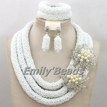 Load image into Gallery viewer, White African Beads Jewlery Sets Indian Wedding Nigerian Bridal Jewelry Sets Costume African Jewelry Sets Free Shipping AMJ090