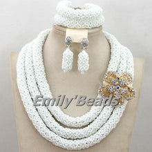 Load image into Gallery viewer, White African Beads Jewlery Sets Indian Wedding Nigerian Bridal Jewelry Sets Costume African Jewelry Sets Free Shipping AMJ090