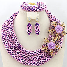 Load image into Gallery viewer, White African Beads Jewlery Sets Indian Wedding Nigerian Bridal Jewelry Sets Costume African Jewelry Sets Free Shipping AMJ090