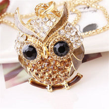 Load image into Gallery viewer, LNRRABC Women Sweater Chain Necklace Owl Design Rhinestones Crystal Pendant Necklaces Jewelry Clothing Accessories Drop Shipping