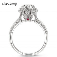 Load image into Gallery viewer, Luxury 100% Real Solid Silver Ring Inlay Natural Crystal Ring Set 5.5mm 1.2ct CZ Diamant Engagement Wedding Ring For Women