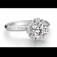 Load image into Gallery viewer, Luxury 100% Real Solid Silver Ring Inlay Natural Crystal Ring Set 5.5mm 1.2ct CZ Diamant Engagement Wedding Ring For Women