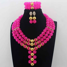 Load image into Gallery viewer, New Latest Nigerian Party  earrings Beads Women Choker Necklace Jewlery Set Orange Crystal African Jewelry Sets W14023