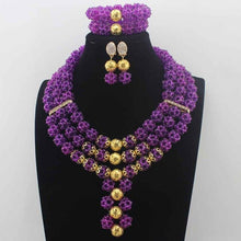 Load image into Gallery viewer, New Latest Nigerian Party  earrings Beads Women Choker Necklace Jewlery Set Orange Crystal African Jewelry Sets W14023