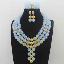 Load image into Gallery viewer, New Latest Nigerian Party  earrings Beads Women Choker Necklace Jewlery Set Orange Crystal African Jewelry Sets W14023