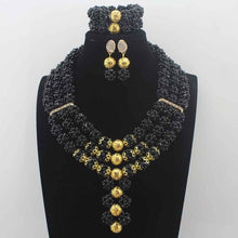 Load image into Gallery viewer, New Latest Nigerian Party  earrings Beads Women Choker Necklace Jewlery Set Orange Crystal African Jewelry Sets W14023