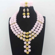 Load image into Gallery viewer, New Latest Nigerian Party  earrings Beads Women Choker Necklace Jewlery Set Orange Crystal African Jewelry Sets W14023