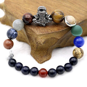 Astronaut Charm Solar System 9 Planets Universe Galaxy Spaceman Stones Beaded Men Women Stretchy Bracelets Bangles