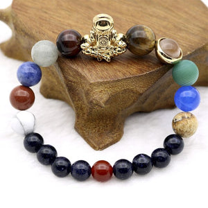Astronaut Charm Solar System 9 Planets Universe Galaxy Spaceman Stones Beaded Men Women Stretchy Bracelets Bangles