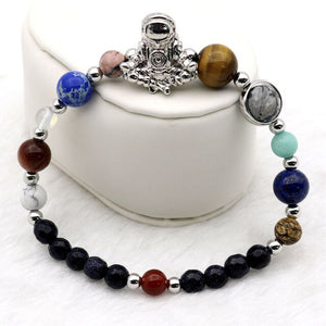 Astronaut Charm Solar System 9 Planets Universe Galaxy Spaceman Stones Beaded Men Women Stretchy Bracelets Bangles