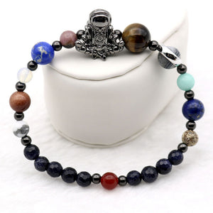 Astronaut Charm Solar System 9 Planets Universe Galaxy Spaceman Stones Beaded Men Women Stretchy Bracelets Bangles