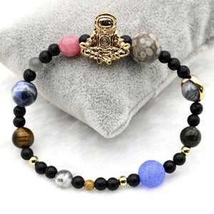 Astronaut Charm Solar System 9 Planets Universe Galaxy Spaceman Stones Beaded Men Women Stretchy Bracelets Bangles