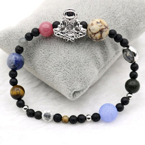 Astronaut Charm Solar System 9 Planets Universe Galaxy Spaceman Stones Beaded Men Women Stretchy Bracelets Bangles