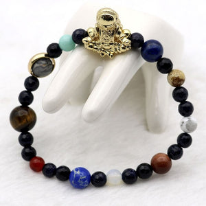 Astronaut Charm Solar System 9 Planets Universe Galaxy Spaceman Stones Beaded Men Women Stretchy Bracelets Bangles