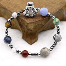 Load image into Gallery viewer, Astronaut Charm Solar System 9 Planets Universe Galaxy Spaceman Stones Beaded Men Women Stretchy Bracelets Bangles