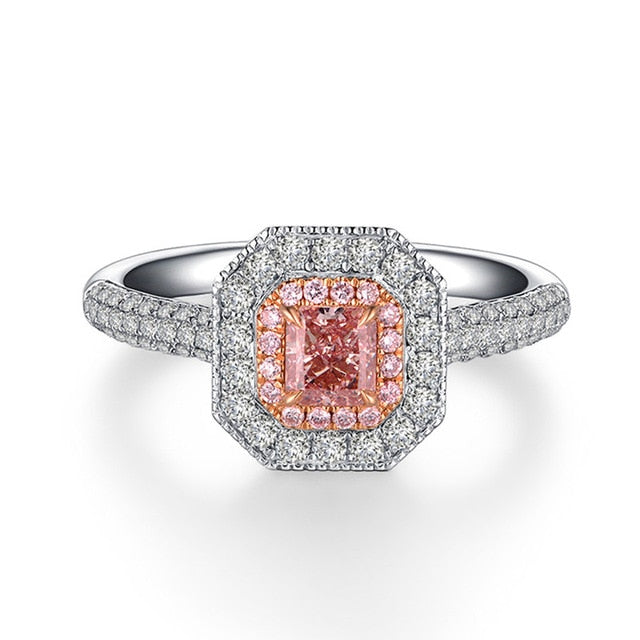 ZOCAI Brand Wedding Ring real natural GIA certificated main stone 0.36 CT FANCY PINK / SI1 18k white gold (AU750)engagement ring