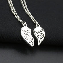 Load image into Gallery viewer, N368 Friendship Two Pieces Combination Alloy Metal Necklace Heart Shape Carved Pendent Necklaces Best Friends Girlfriends Gift