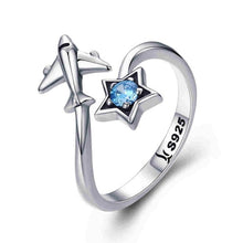 Load image into Gallery viewer, BISAER Real 925 Sterling Silver Female Travel Dream Plane Adjustable Finger Rings for Women Sterling Silver Jewelry S925 GXR322