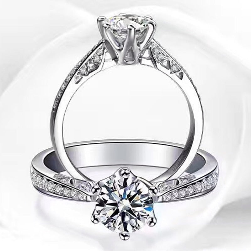 ANI 18K White Gold (AU750) Women Wedding Ring Certified F/SI Luxury 0.66 CT Round Cut 6 Claws Real Diamond Ring for Engagement