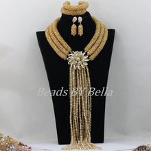Load image into Gallery viewer, Exclusive Nigerian Wedding African Beads Jewelry Set Bridal Lace Jewlery Gold Crystal Beads Women Necklace Free Shipping ABF473