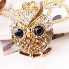 Load image into Gallery viewer, New  Women Sweater Chain Necklace Owl Design Rhinestones Crystal Pendant Necklaces Jewelry Clothing Accessories Drop Shipping