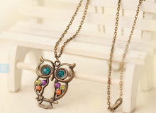 Load image into Gallery viewer, New  Women Sweater Chain Necklace Owl Design Rhinestones Crystal Pendant Necklaces Jewelry Clothing Accessories Drop Shipping
