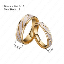 Load image into Gallery viewer, Auxauxme Titanium Steel Lovers Couple Rings Gold Wave Pattern Wedding Promise Ring For Women Men Engagement Jewelry Party Gift