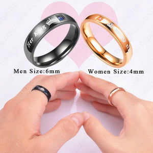Auxauxme Titanium Steel Lovers Couple Rings Gold Wave Pattern Wedding Promise Ring For Women Men Engagement Jewelry Party Gift
