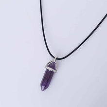 Load image into Gallery viewer, Hexagonal Column Quartz Necklaces turquoises Pink Crystal pendent Necklace For Women Leather Chain Natural Stone Choker Necklace
