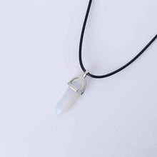 Load image into Gallery viewer, Hexagonal Column Quartz Necklaces turquoises Pink Crystal pendent Necklace For Women Leather Chain Natural Stone Choker Necklace