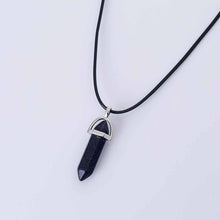 Load image into Gallery viewer, Hexagonal Column Quartz Necklaces turquoises Pink Crystal pendent Necklace For Women Leather Chain Natural Stone Choker Necklace