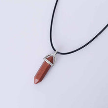 Load image into Gallery viewer, Hexagonal Column Quartz Necklaces turquoises Pink Crystal pendent Necklace For Women Leather Chain Natural Stone Choker Necklace
