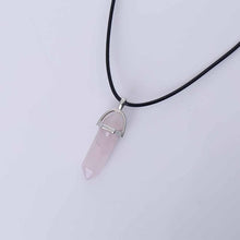 Load image into Gallery viewer, Hexagonal Column Quartz Necklaces turquoises Pink Crystal pendent Necklace For Women Leather Chain Natural Stone Choker Necklace