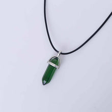 Load image into Gallery viewer, Hexagonal Column Quartz Necklaces turquoises Pink Crystal pendent Necklace For Women Leather Chain Natural Stone Choker Necklace