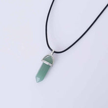 Load image into Gallery viewer, Hexagonal Column Quartz Necklaces turquoises Pink Crystal pendent Necklace For Women Leather Chain Natural Stone Choker Necklace