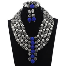 Load image into Gallery viewer, Silver/Red Bridal Jewelry Sets African Costume Nigerian Wedding Beads 2017 Hot Sale Balls Lace Jewlery Set Free ShippingABH025