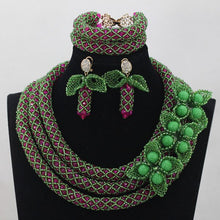 Load image into Gallery viewer, Silver/Red Bridal Jewelry Sets African Costume Nigerian Wedding Beads 2017 Hot Sale Balls Lace Jewlery Set Free ShippingABH025