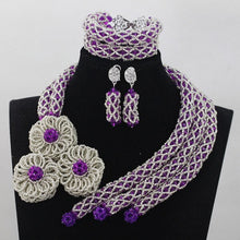 Load image into Gallery viewer, Silver/Red Bridal Jewelry Sets African Costume Nigerian Wedding Beads 2017 Hot Sale Balls Lace Jewlery Set Free ShippingABH025