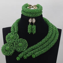 Load image into Gallery viewer, Silver/Red Bridal Jewelry Sets African Costume Nigerian Wedding Beads 2017 Hot Sale Balls Lace Jewlery Set Free ShippingABH025