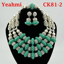 Load image into Gallery viewer, Lovely Handmade Lace Jewlery Crystal African Beaded Jewelry Sets Nigerian Party Beads Necklace Set Free Shipping CK81-5