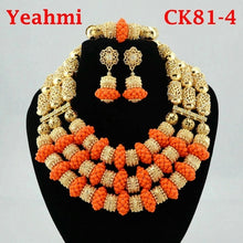 Load image into Gallery viewer, Lovely Handmade Lace Jewlery Crystal African Beaded Jewelry Sets Nigerian Party Beads Necklace Set Free Shipping CK81-5